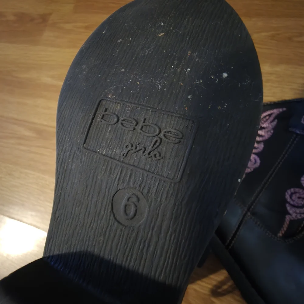 bebe Western Style Black and Pink Toddler Boots Size 6 - Picture 2 of 3
